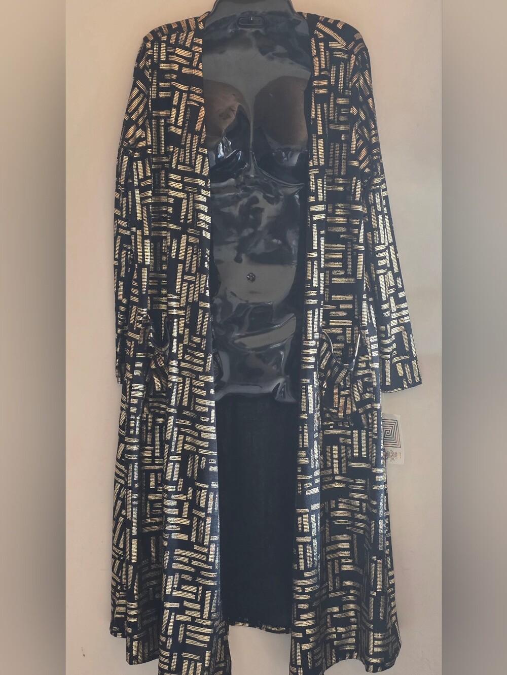 LuLaRoe Sarah Cardigan Black & Gold Geometric (Size M) *NWT